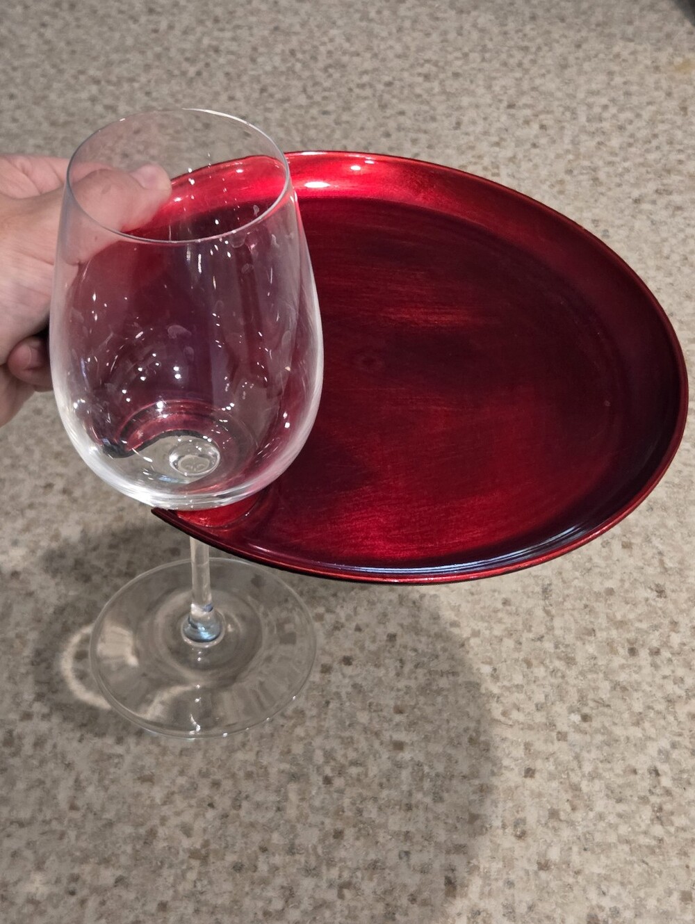 Crate And Barrel Wine Glass Cocktail 5 Serving Tray Lot Red 9"
